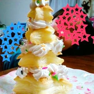 冷凍パイ生地で作る簡単クリスマスツリー